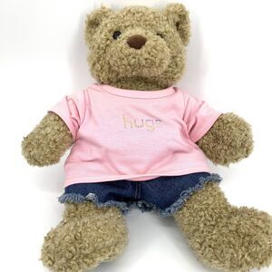 Build a Bear Curly Brown Bear with Giggle Button Outfit & Boxers